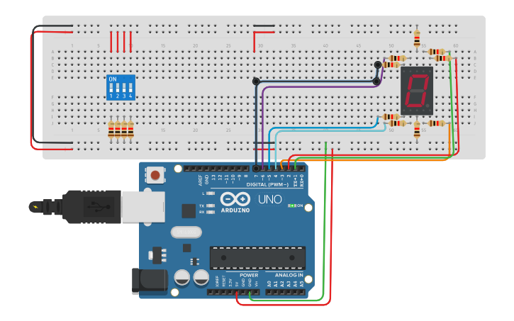 Circuit design Display De 7 SegmentOs | Tinkercad
