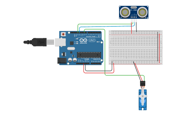 Circuit Design Projeto Arduino Com Servo Motor E Sensor De Distância Tinkercad 4588