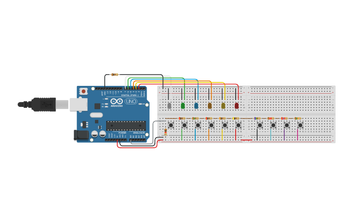 Circuit design Multiple analog buttons - Tinkercad