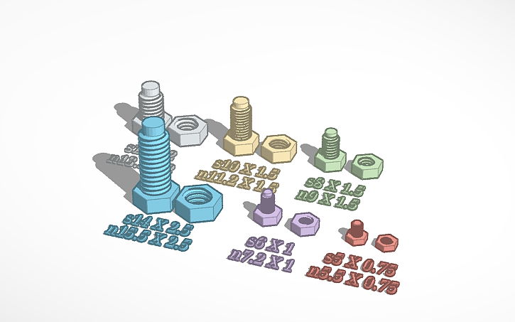 3D Design Metric Screw And Nut Tinkercad