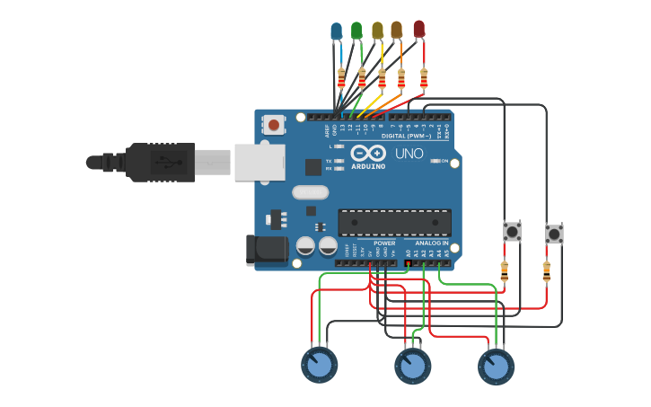 Circuit design SECUENCIA DE LEDS CON PULSADOR Y POTENCIOMETRO - GUEVARA ...
