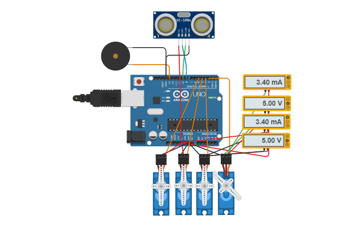 Circuit design Arduino Otto simulador - Tinkercad