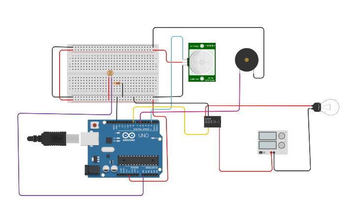 Circuit design PIR | Tinkercad