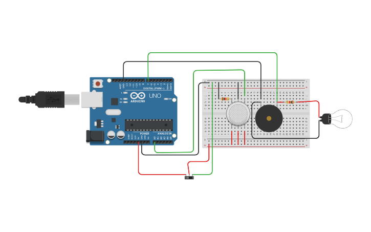 Circuit design Fire Alarm | Tinkercad