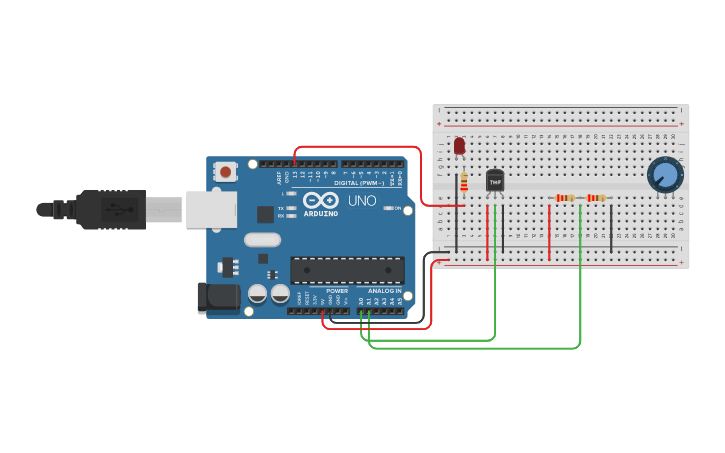 Circuit design first temperature sensor | Tinkercad
