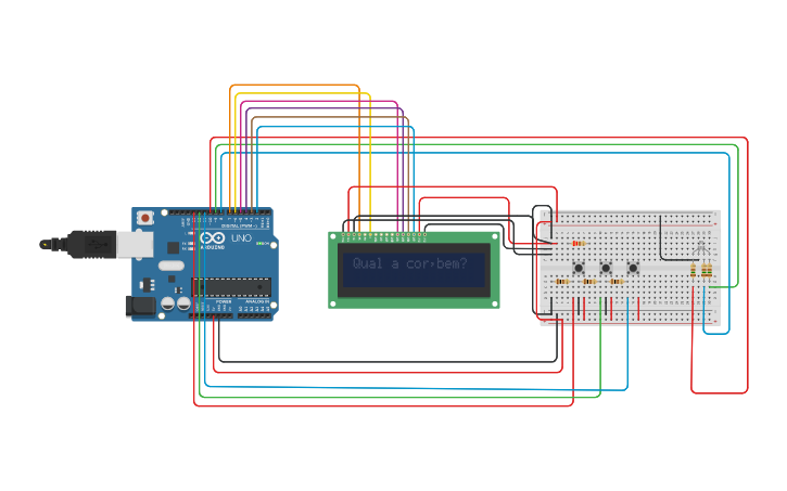 Circuit design LCD COM LED E BOTOES - Tinkercad