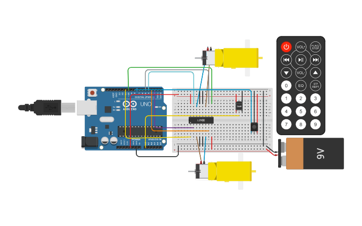 Circuit Design Projeto Controlar Dois Motores Dc Por Ir Tinkercad