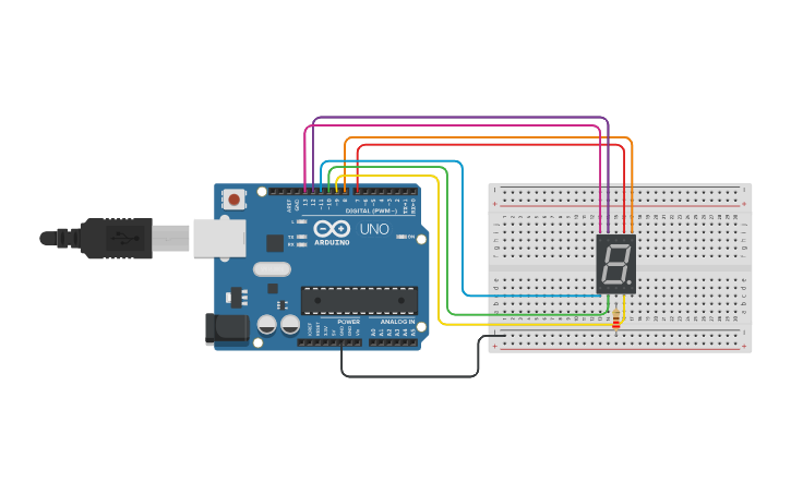 Circuit design common cathode | Tinkercad