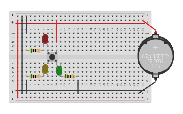 Circuit design Breadboard - Button - Tinkercad
