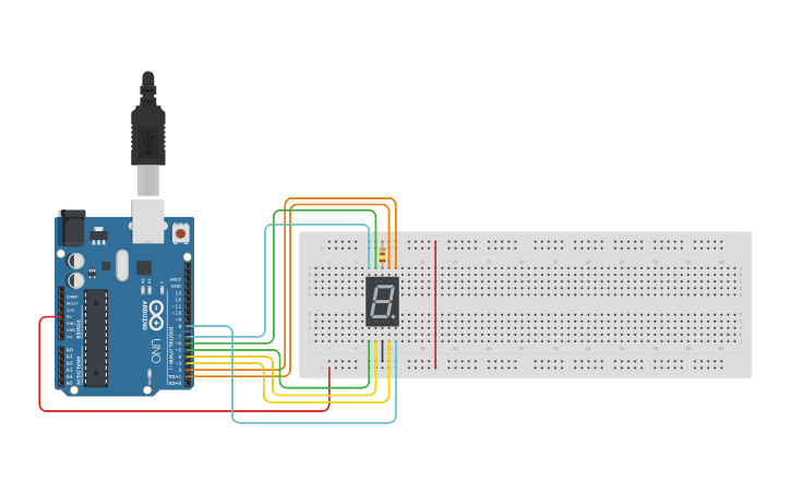 Circuit design 7-Segment Display - Tinkercad
