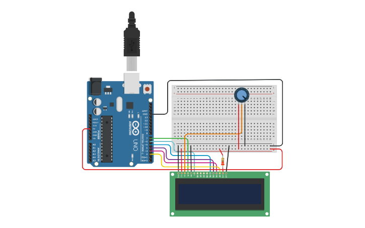 Circuit design Pantalla LCD | Tinkercad