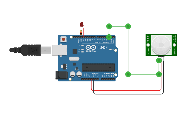 Circuit design PIR | Tinkercad