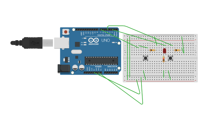 Circuit design PULL UP PULL DOWN - Tinkercad