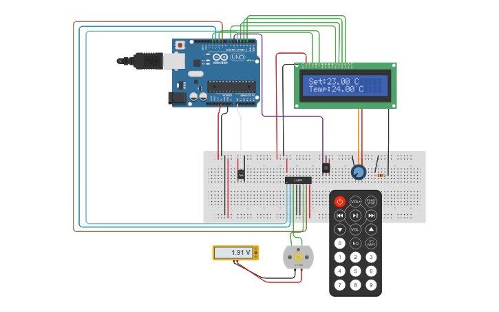 Circuit design Temperature Control with DC Motor using PID - Tinkercad