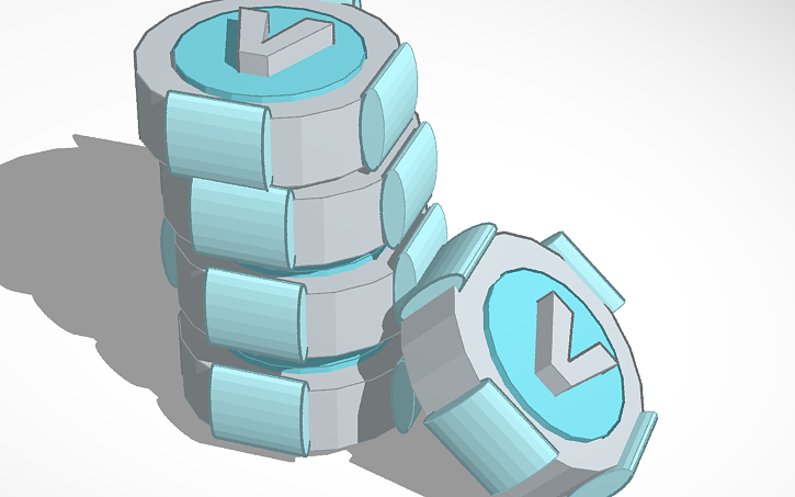 Vbucks Sprite 3D design Pile of Fortnite Vbucks - Tinkercad