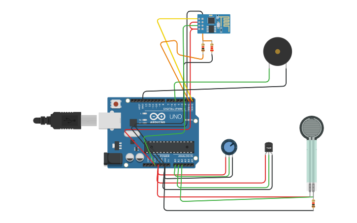Circuit design IOT Based Health Monitoring System - Tinkercad