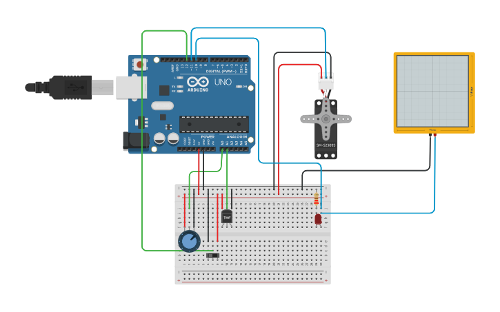 Circuit design Sensors and Actuators with Arduino - Tinkercad