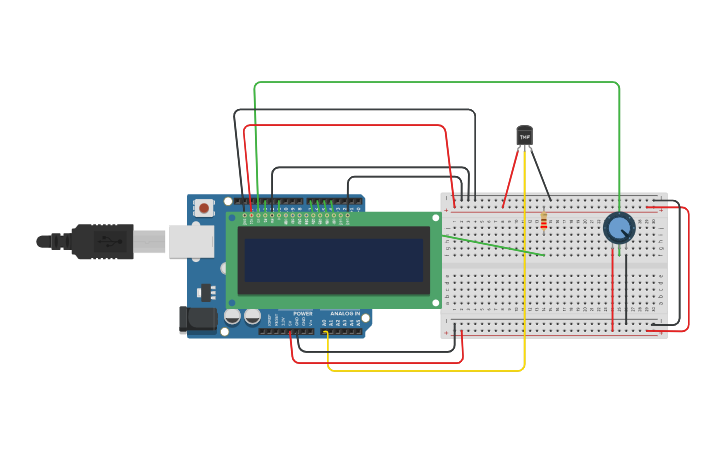 Circuit design Temperature measuring device | Tinkercad