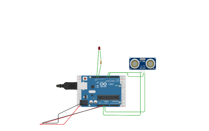 Circuit Design Ultrasonic Sensor - Tinkercad