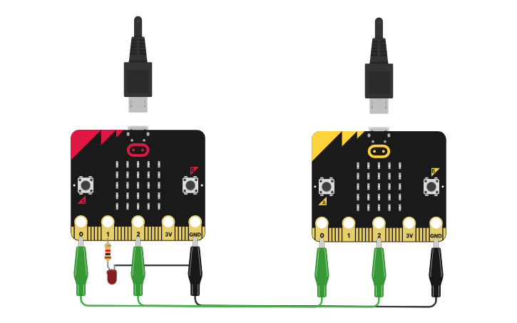 Circuit design Microbit Pin2Pin Communication - Tinkercad