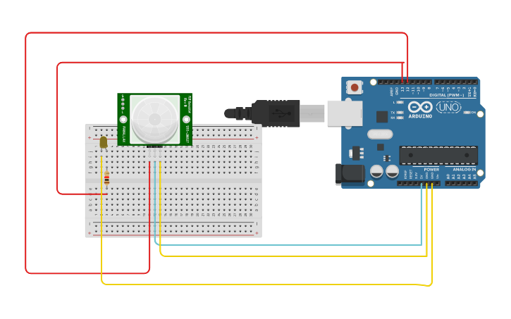 Circuit design PIR sensor - Tinkercad