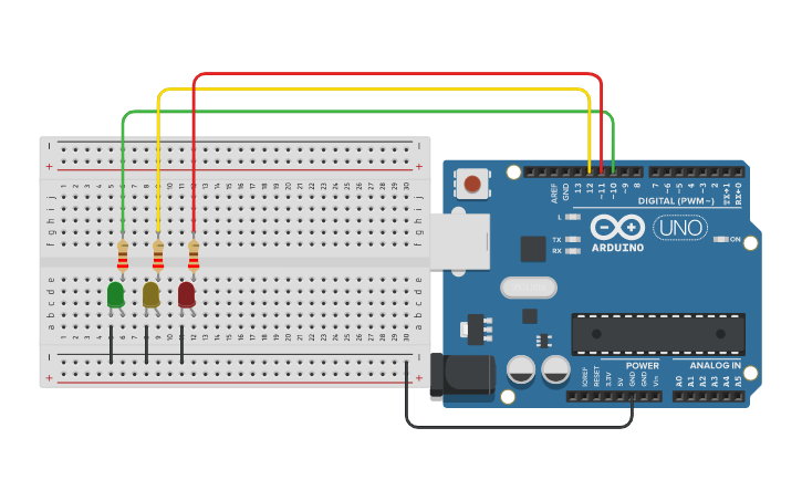 Circuit design Svetofor | Tinkercad