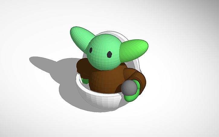 3D design Baby yoda with razor crest ball - Tinkercad