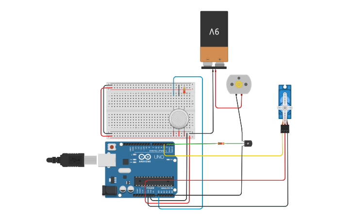 Circuit design smoke sensor - Tinkercad