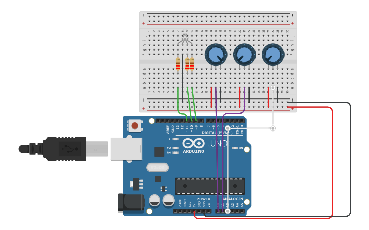 Circuit design Управление RGB светодиодом с помощью потенциометра ...