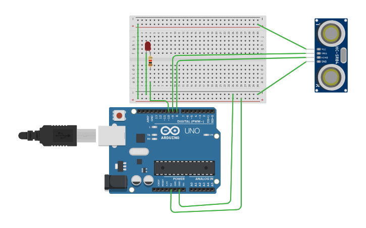 Circuit design sensor con placa de arduino - Tinkercad