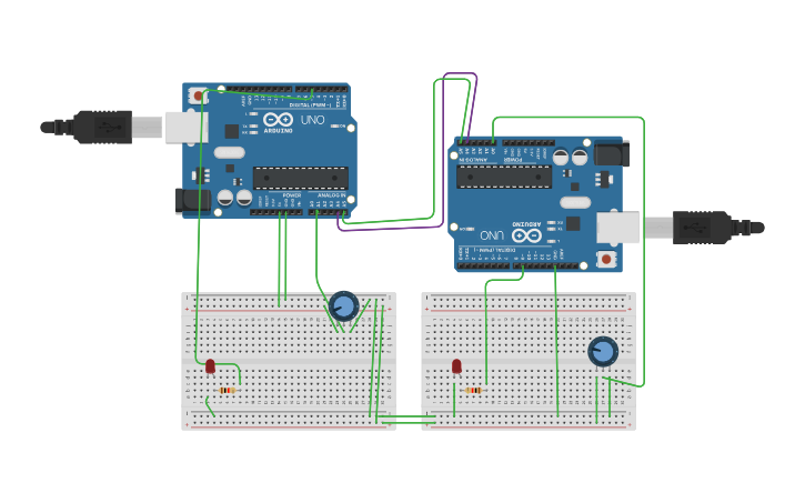 Circuit design Gala master slave - Tinkercad image.