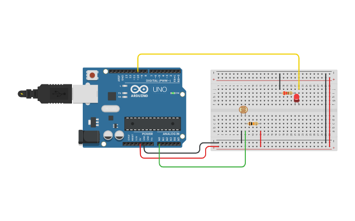 Circuit design Light sensor - Tinkercad