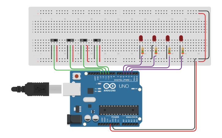 Circuit design Binary-Gray Code Converter | Tinkercad