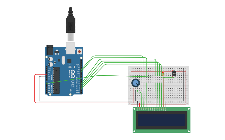 Circuit design Temperature Sensor with Display - Tinkercad