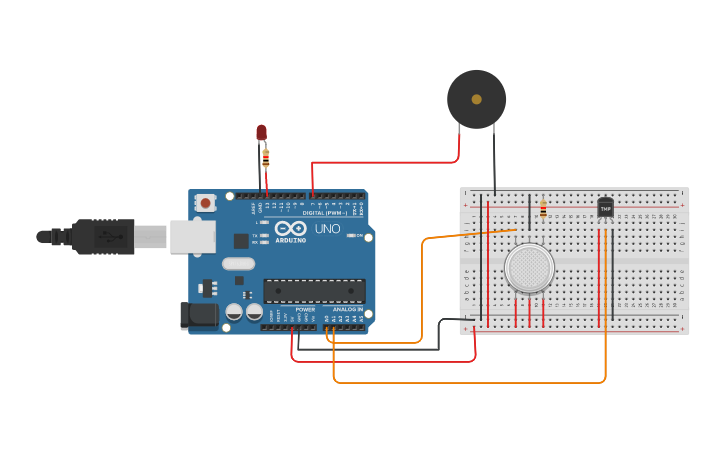 Circuit design gas sensor - Tinkercad
