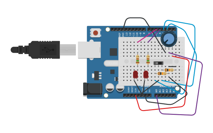 Circuit design Potenciômetro - Tinkercad