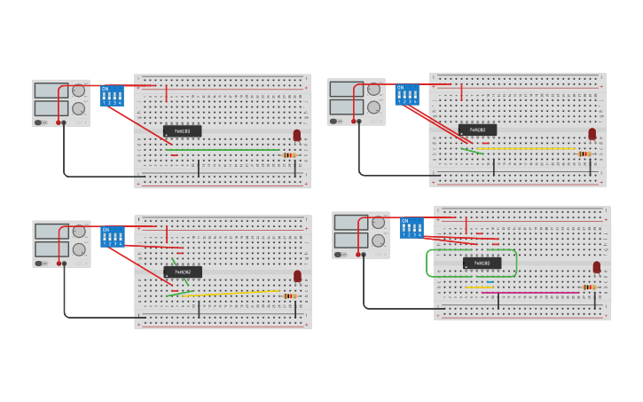 Circuit design NOR ka use - Tinkercad