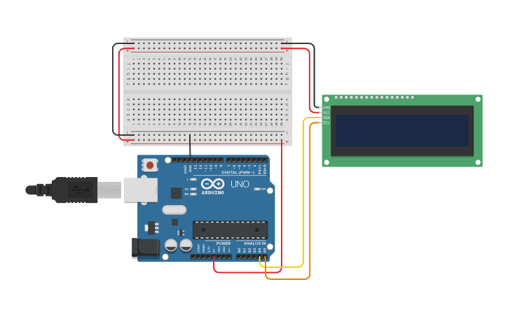 Circuit design I2C - Tinkercad