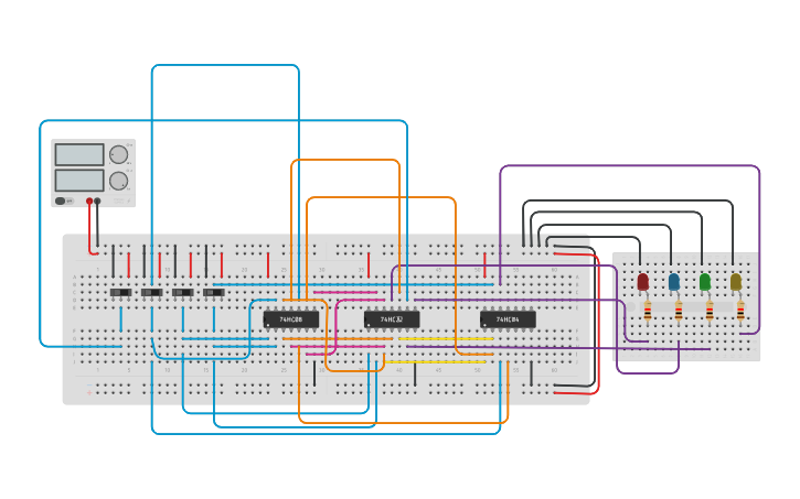 Circuit design BCD TO EXCESS 3 CODE CONVERTER (1904201) - Tinkercad