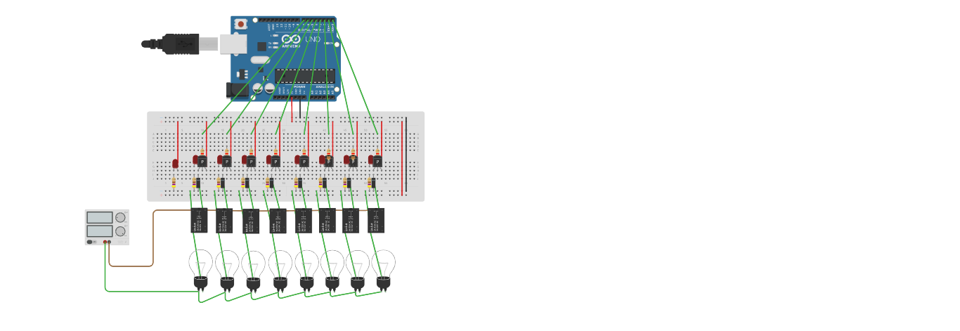 Circuit design Relays Arduino - Tinkercad