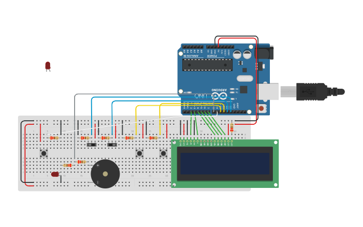 Circuit design Reloj con alarma - Tinkercad