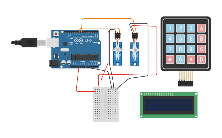 Circuit design Two Servo setup | Tinkercad