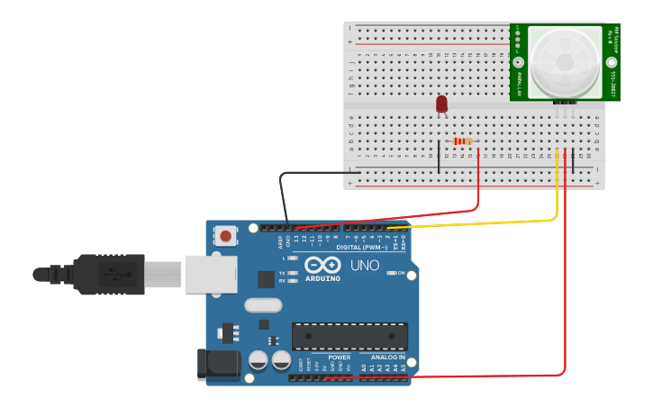 Circuit design PIR Motion Sensor 01 | Tinkercad