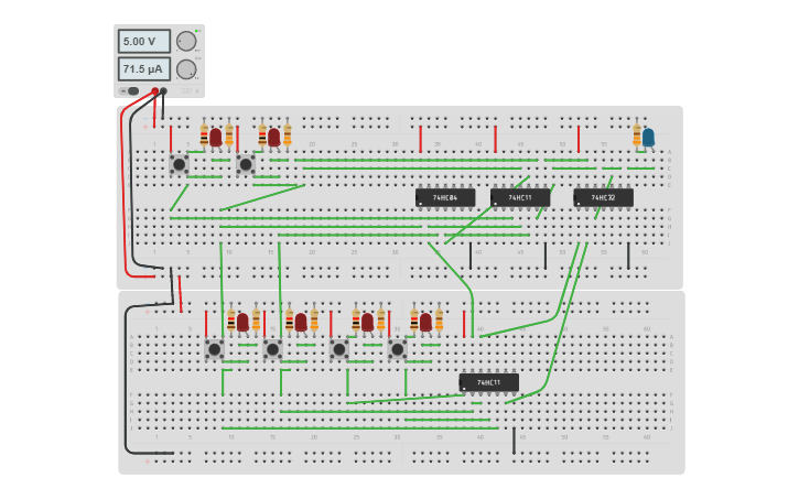 Circuit design Week 9 4-to-1 | Tinkercad