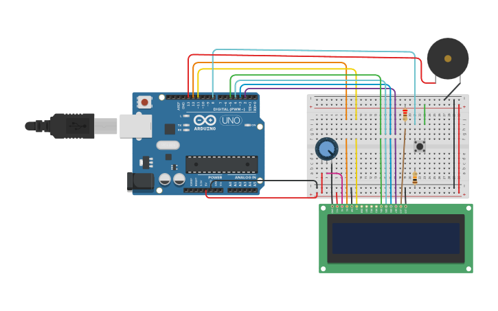 Circuit design LCD Dino Game - Tinkercad