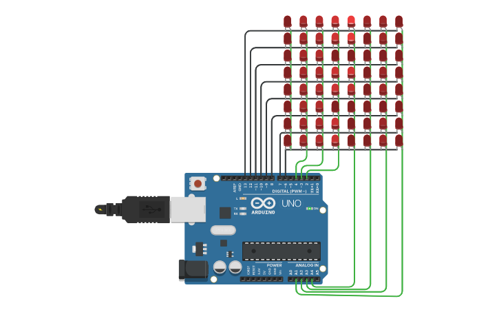 Circuit design 8x8 LED Matrix - Tinkercad