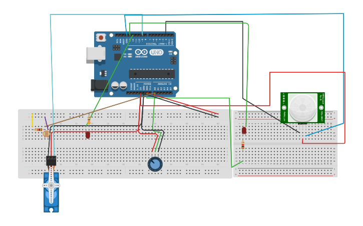 Circuit design tres sensores - Tinkercad
