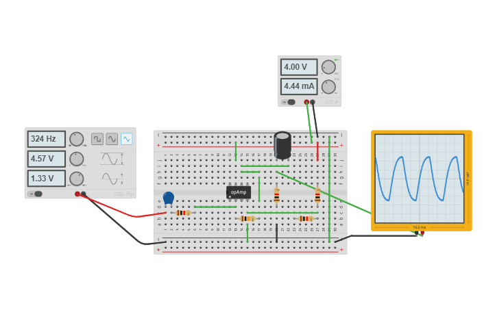 Circuit design OP AMP inverter 12V DC - Tinkercad
