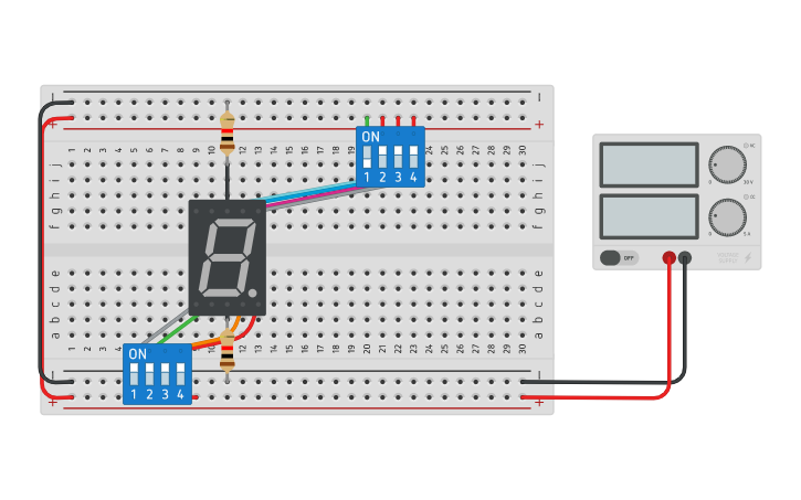 Circuit design 7 Segment display control | Tinkercad