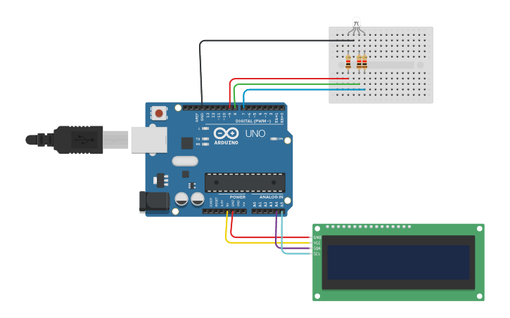 Circuit design ACTIVITY 3_RGB AND LCD 12C - Tinkercad